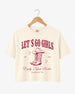 Bachelorette rodeo weekend crop top for the bride and her crew, vintage western script with cowboy boot art. Personalized with bride name, year, and city for any last-rodeo destination.