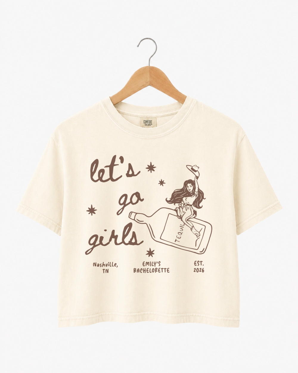 Let's Go Girls Cowgirl Bottle Crop Top Ivory