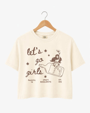 Let's Go Girls Cowgirl Bottle Crop Top Ivory
