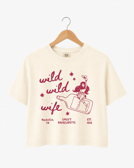 Personalized Wild Wild Wife bachelorette crop top for Nashville bride weekends and western party outfits