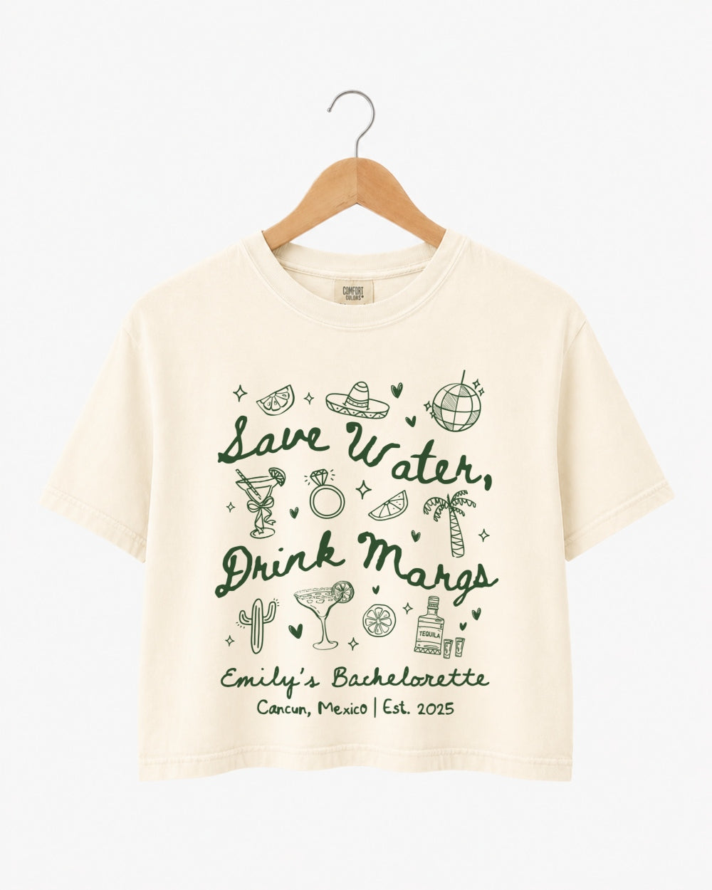 Save Water Drink Margs Crop Top Ivory