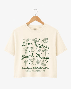 Save Water Drink Margs Crop Top Ivory