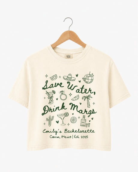Save Water Drink Margs Crop Top Ivory