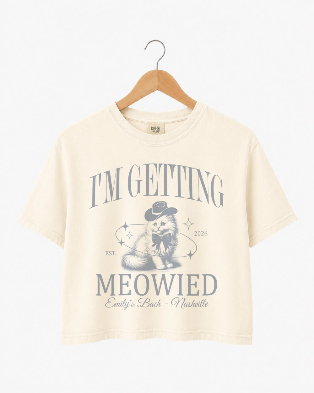 I'm Getting Meowied Bow Crop Top Ivory