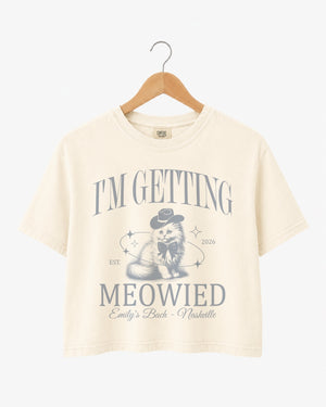 I'm Getting Meowied Bow Crop Top Ivory