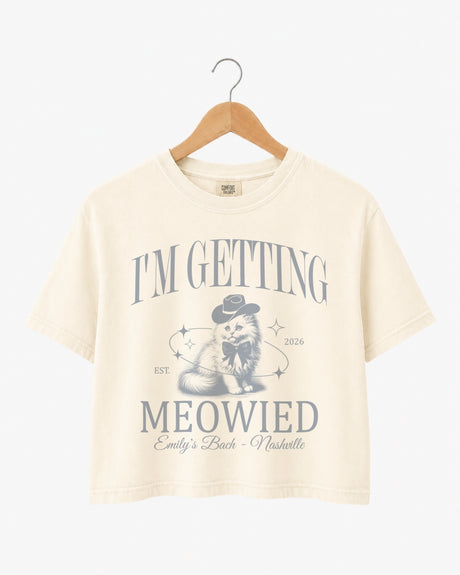 I'm Getting Meowied Bow Crop Top Ivory