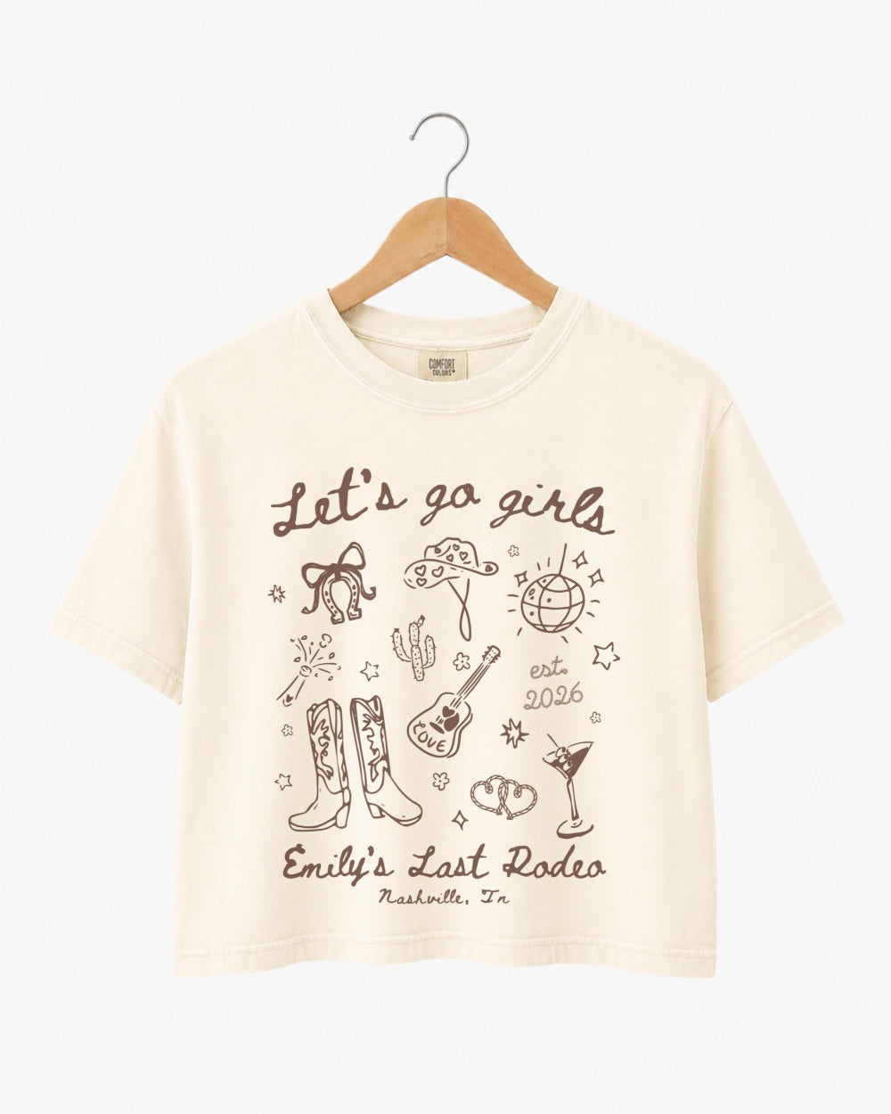 Let's Go Girls Cowgirl Party Crop Top Ivory