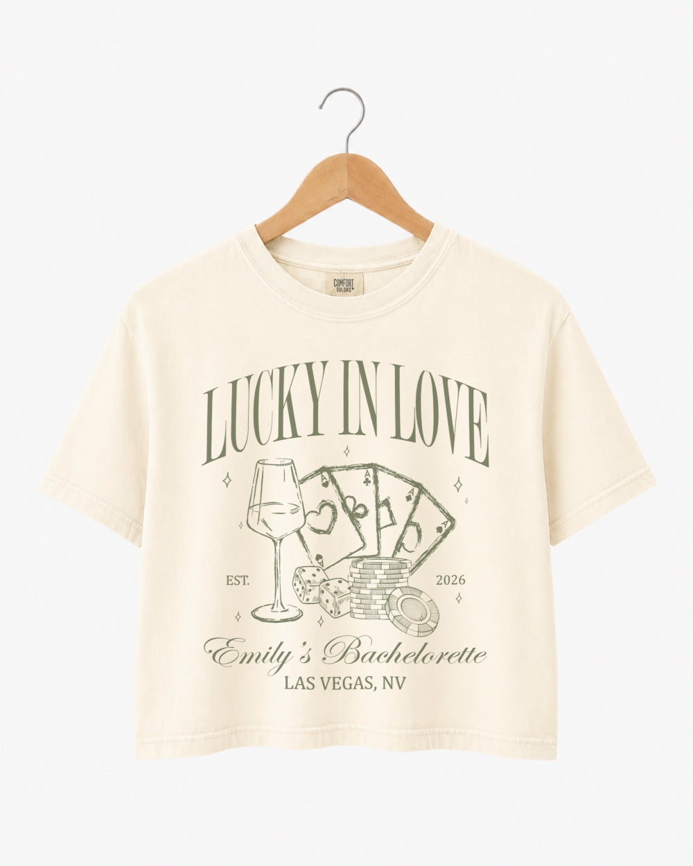 Lucky In Love Wine Cards Crop Top Ivory