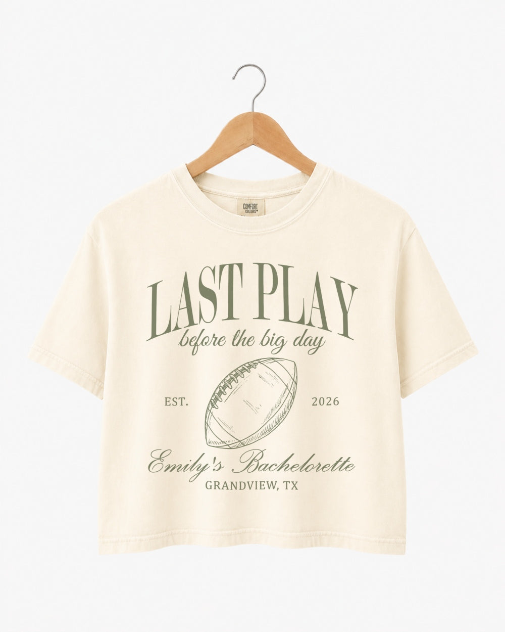 Last Play Before the Big Day - Football Crop Top Ivory