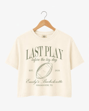 Last Play Before the Big Day - Football Crop Top Ivory