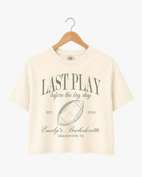 Last Play Before the Big Day - Football Crop Top Ivory