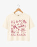 Bachelorette weekend crop top with a Mexico destination theme, playful hand-drawn line art, and script lettering. Personalized with bride name, date, and destination for the full crew.