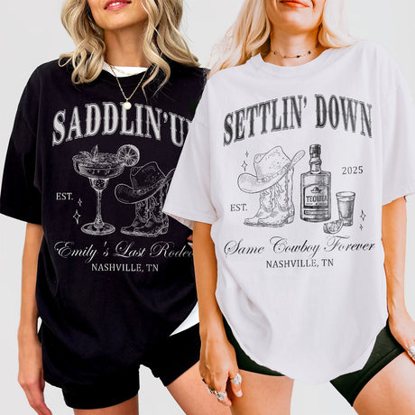 Last Rodeo Bachelorette Shirt Custom Country Cowgirl Bachelorette Nashville Bach Same Cowboy Forever Last Hoedown Saddlin&#39; Up Settlin&#39; Down - matching Image