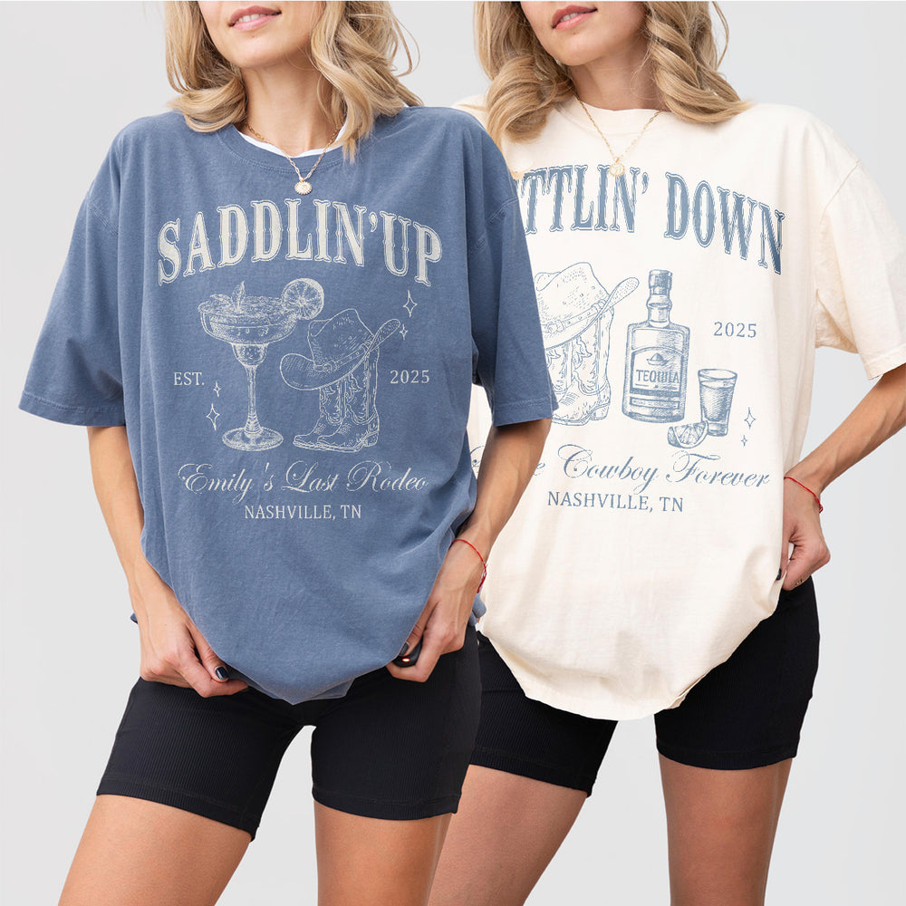 Last Rodeo Bachelorette Shirt Custom Country Cowgirl Bachelorette Nashville Bach Same Cowboy Forever Last Hoedown Saddlin&#39; Up Settlin&#39; Down - matching Image