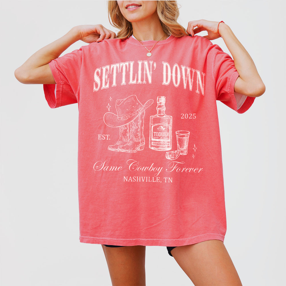 Last Rodeo Bachelorette Shirt Custom Country Cowgirl Bachelorette Nashville Bach Same Cowboy Forever Last Hoedown Saddlin&#39; Up Settlin&#39; Down - Watermelon Product Image