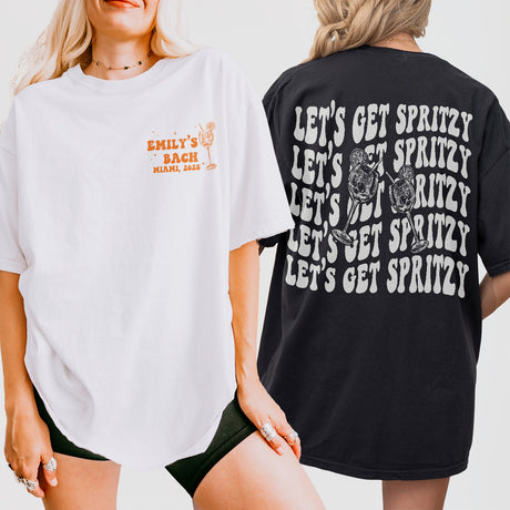 Let&#39;s Get Spritzy Bachelorette Shirt Love At First Spritz Custom Aperol Spritz Bachelorette Party T Shirt Sunshine and Spritz TShirt Bride - matching Image