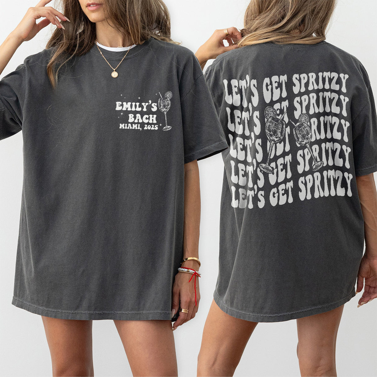 Let&#39;s Get Spritzy Bachelorette Shirt Love At First Spritz Custom Aperol Spritz Bachelorette Party T Shirt Sunshine and Spritz TShirt Bride - Pepper Product Image