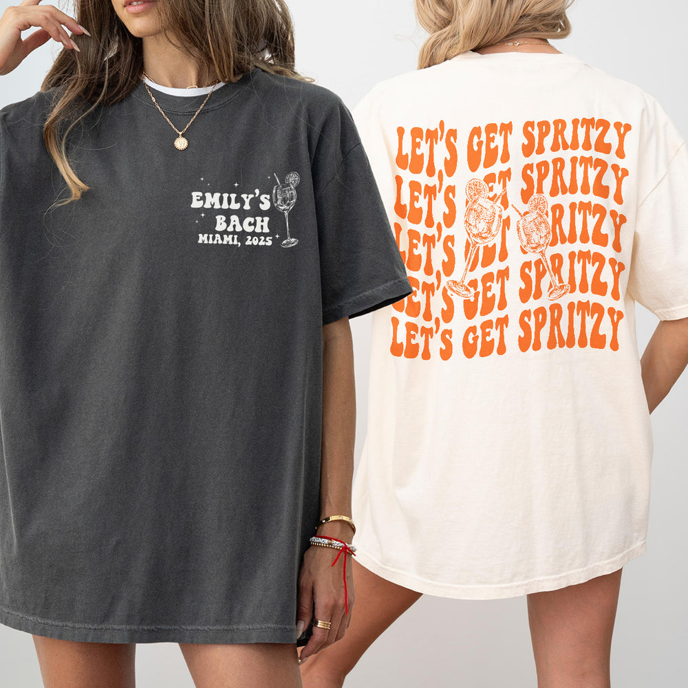 Let&#39;s Get Spritzy Bachelorette Shirt Love At First Spritz Custom Aperol Spritz Bachelorette Party T Shirt Sunshine and Spritz TShirt Bride - matching Image