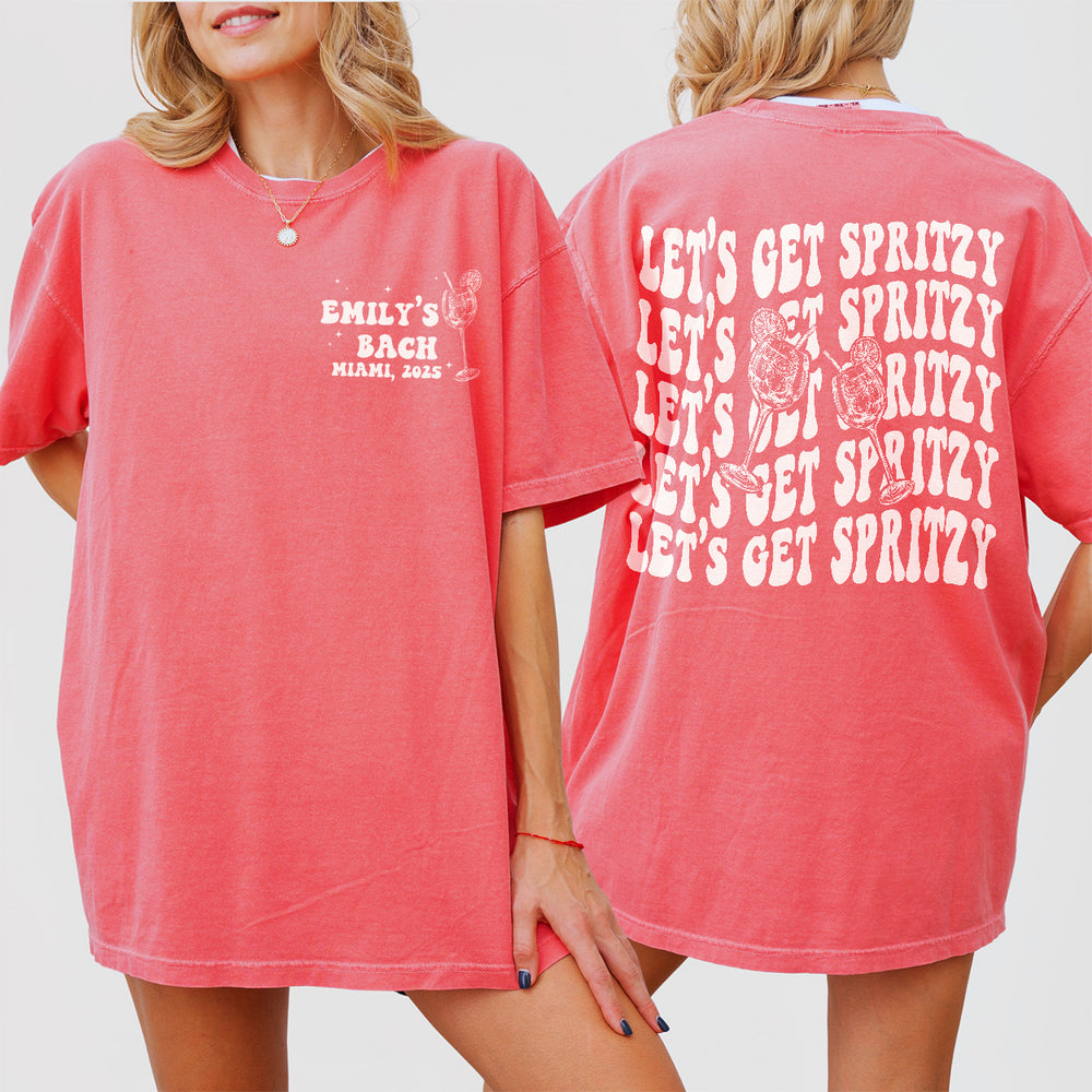 Let&#39;s Get Spritzy Bachelorette Shirt Love At First Spritz Custom Aperol Spritz Bachelorette Party T Shirt Sunshine and Spritz TShirt Bride - main Image