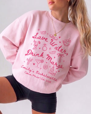 Save Water Drink Margs Sweatshirt Light Pink