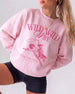 Country western bachelorette sweatshirt for a rodeo weekend or ranch party, Wild Wild Wife theme with vintage western illustration. Destination and date customizable for the whole bride crew.