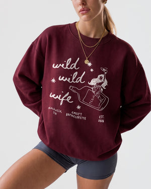 Wild Wild Wife Cowgirl Tequila Sweatshirt Maroon