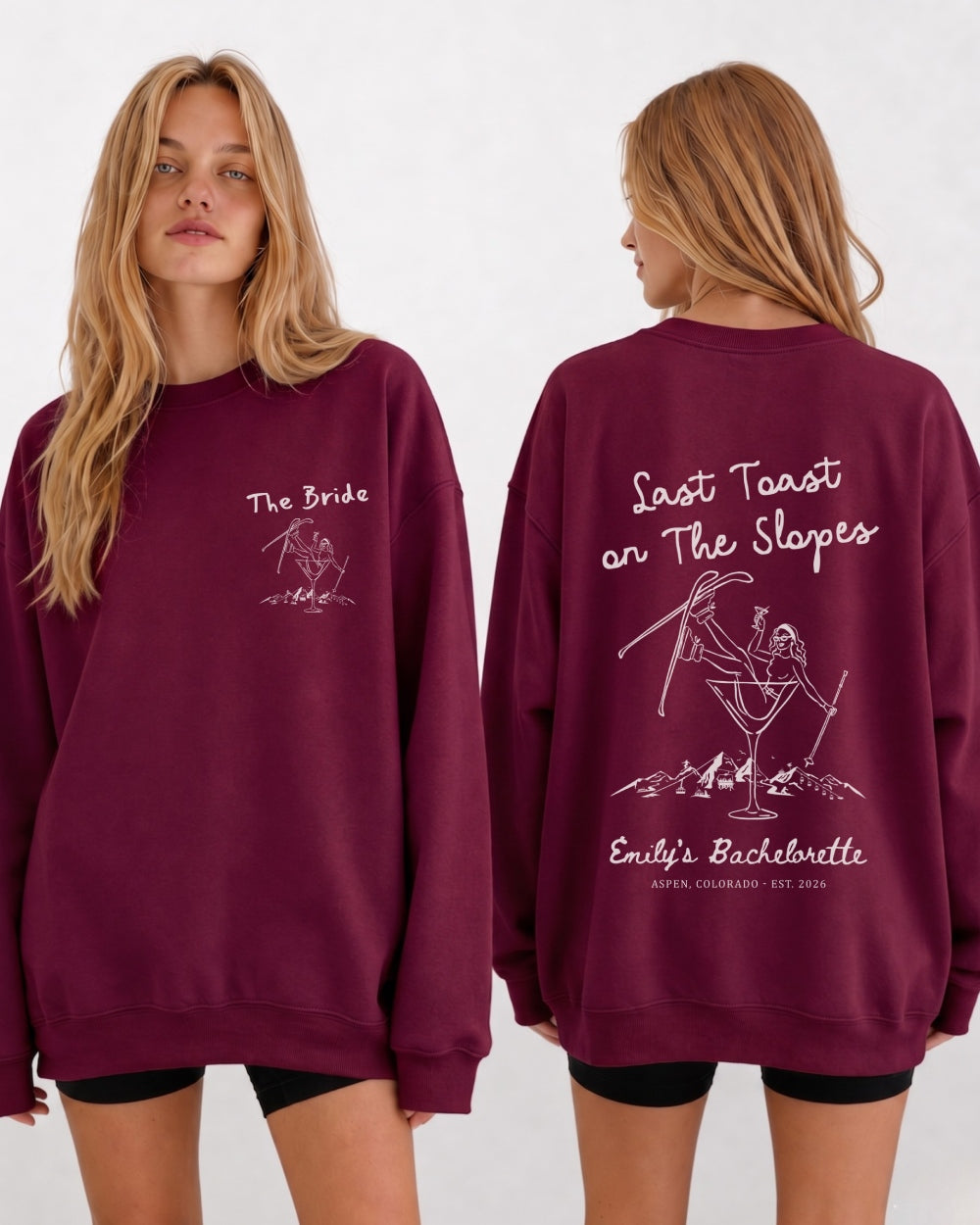 Last Toast on The Slopes Sweatshirt Maroon