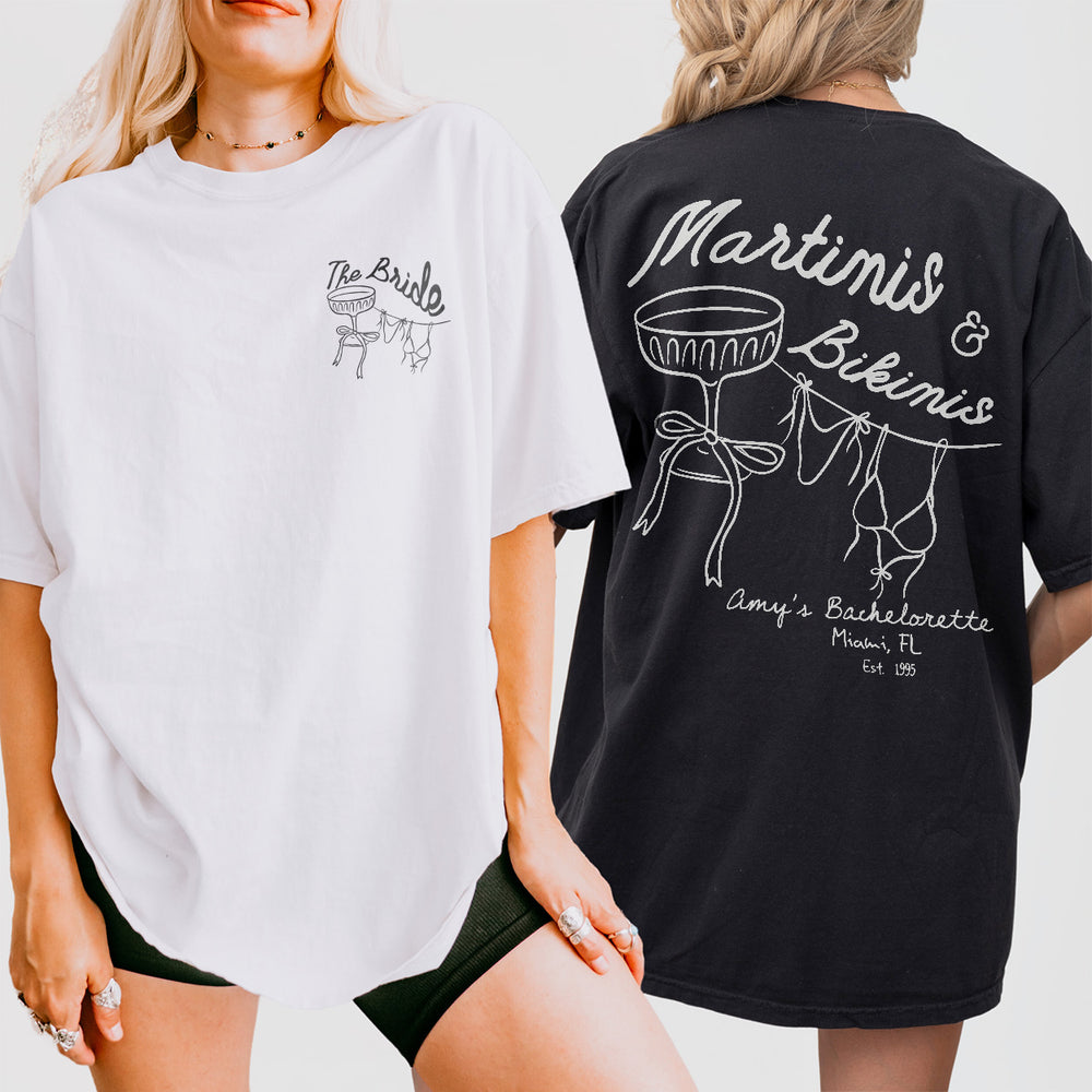 Comfortable cotton shirts for bridesmaids and bachelorette party matching on a beach weekend getaway to celebrate the bride in Miami or Mexico