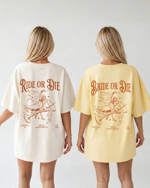 Bride or Die and Ride or Die with Martini T-Shirt Butter