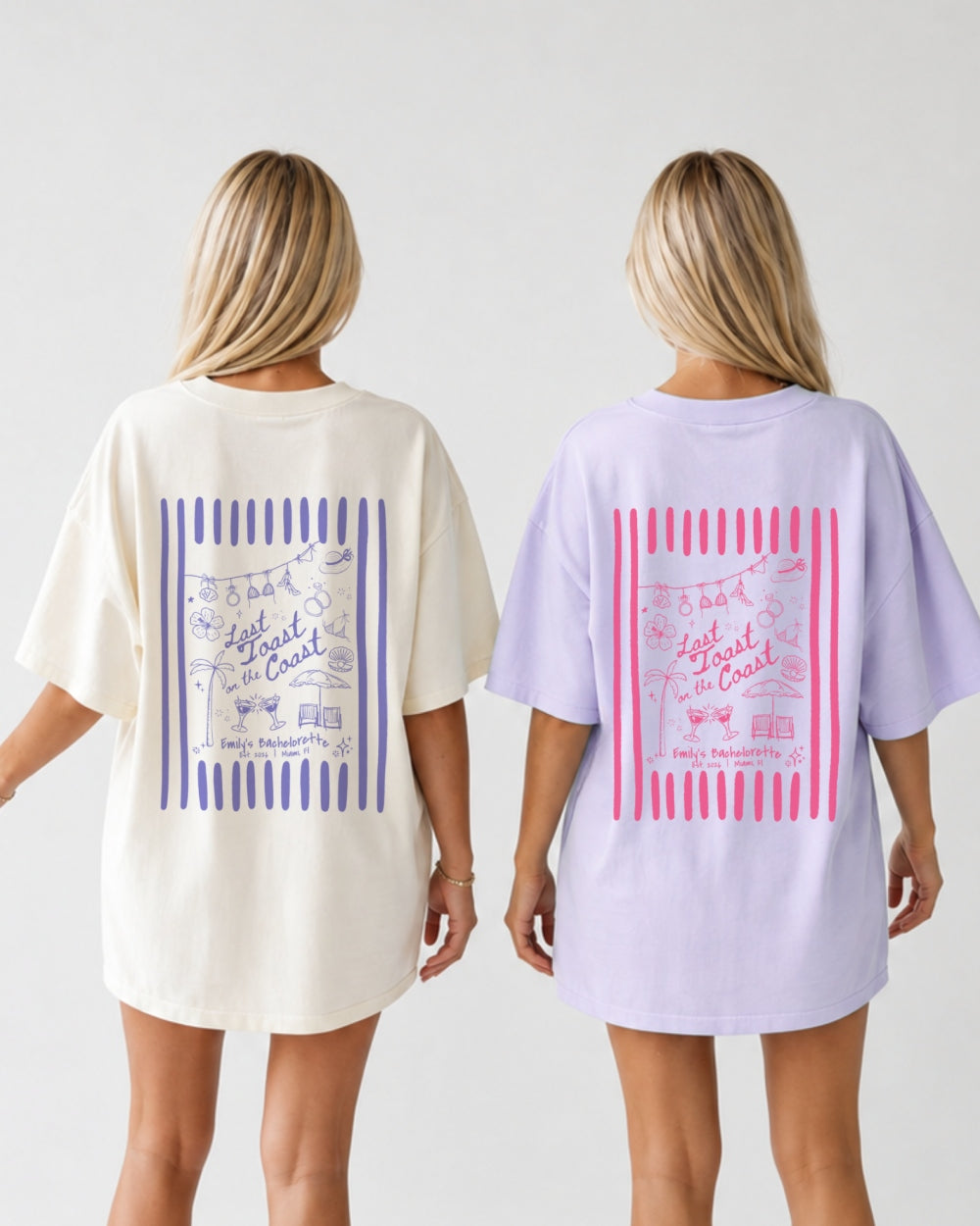 Last toast on the coast - Stripes T-Shirt Orchid