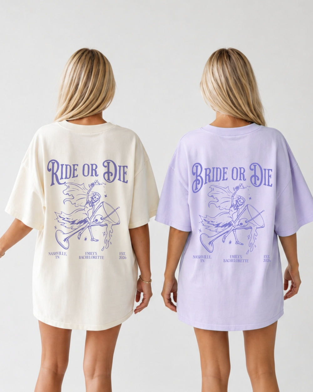 Bride or Die and Ride or Die with Martini T-Shirt Orchid