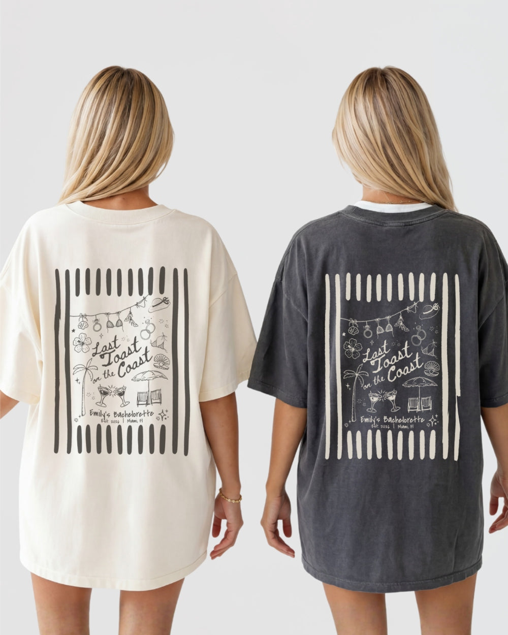 Last toast on the coast - Stripes T-Shirt Pepper