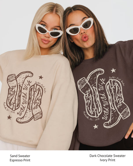 Wild Wild Wife Cowgirl Boots Sweatshirt Sand