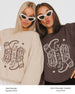 Wild Wild Wife Cowgirl Boots Sweatshirt Sand