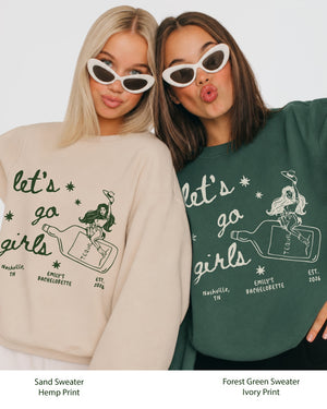 Let's Go Girls Cowgirl Bottle Sweatshirt Forest Green