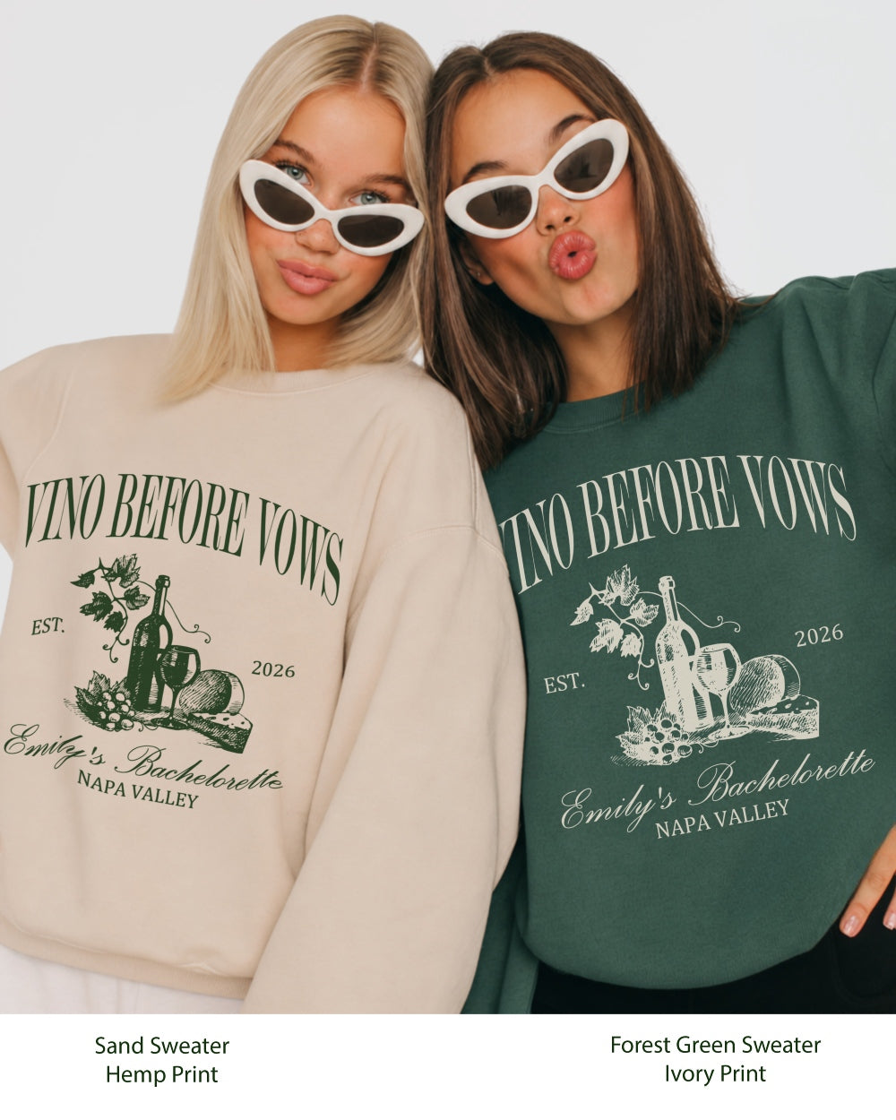 Vino Before Vows Sweatshirt Forest Green