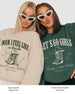 Gift idea for the bride squad: country bachelorette sweatshirt with vintage cowboy boot art and bold serif script. Personalized with bride name, year, and Nashville destination for the whole crew.