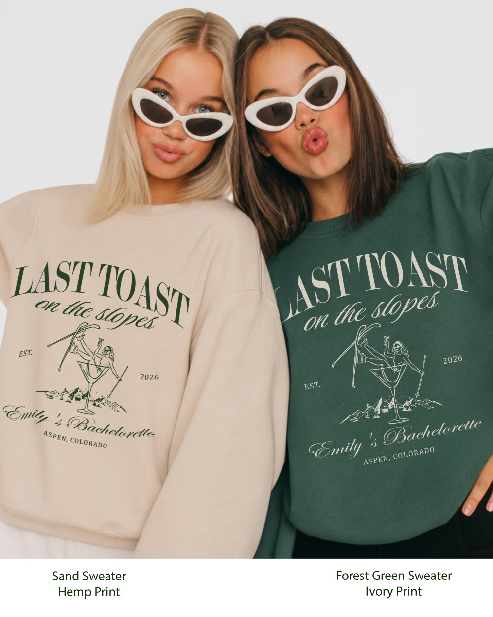 Last Toast on The Slopes Martini Sweatshirt Forest Green