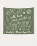 Gift idea for the bachelorette crew: Austin-themed party banner with whimsical doodle art and script lettering. Personalized with bride name, destination city, and weekend year.