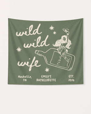 Western bachelorette banner with custom bride details for cowgirl party photos