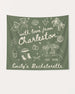 Gift idea for the bachelorette crew: a hand-drawn doodle banner with script lettering for a Charleston-themed weekend. Personalized with bride name, destination city, and EST. year.