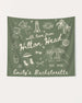Gift idea for the bride: bachelorette weekend banner with whimsical line-art doodles and hand-drawn script. Personalized with bride name, destination, and year for any getaway.