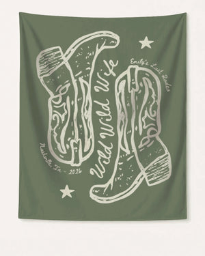 Wild Wild Wife Cowgirl Boots Banner Moss