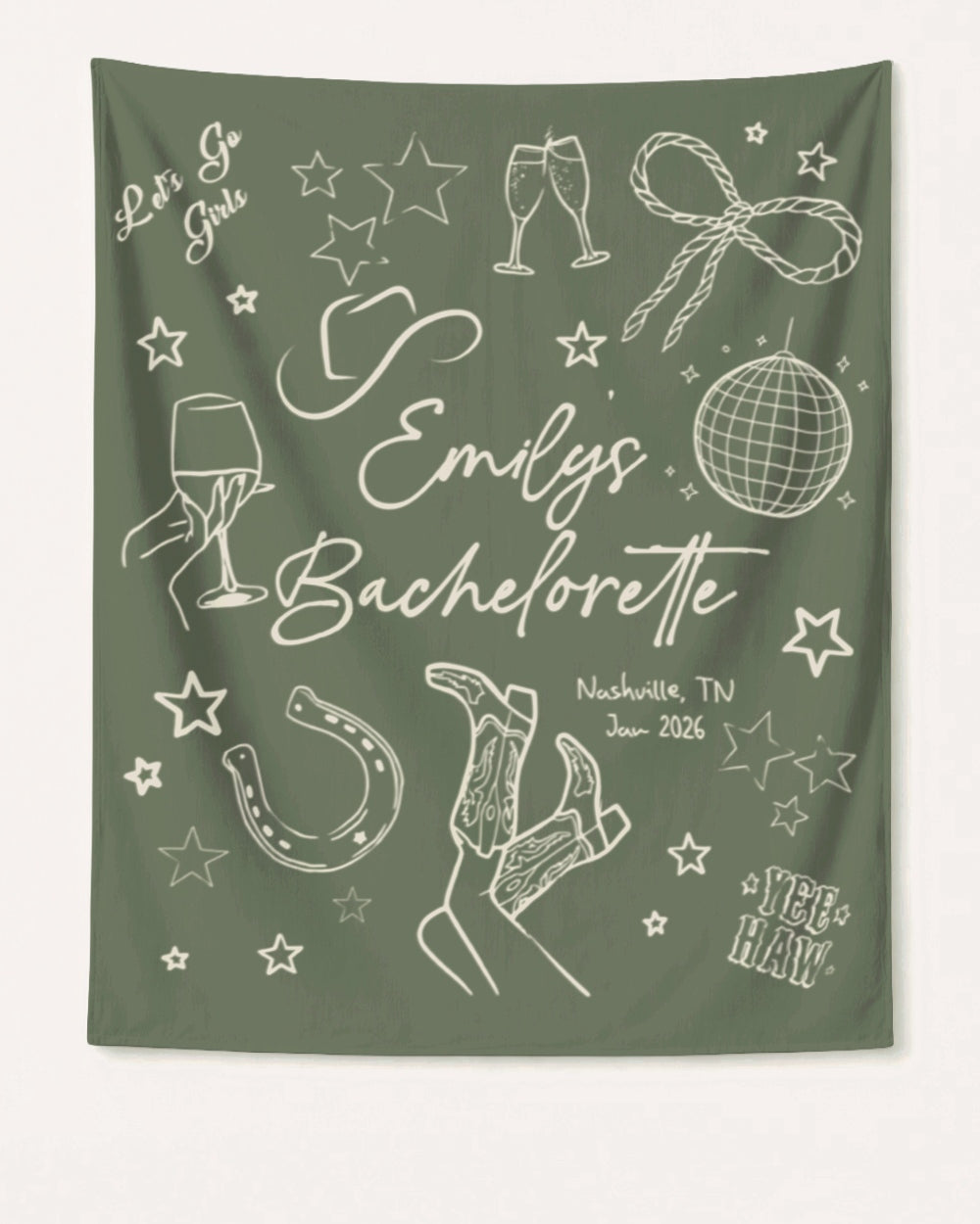 Let's Go Girls Disco Boots Banner Moss