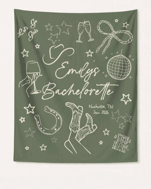 Let's Go Girls Disco Boots Banner Moss