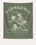 Bachelorette weekend party banner with vintage western Wild Wild Wife theme. Personalized with bride name, date, and destination city for Nashville or any rodeo-themed bach celebration.
