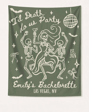 Til death do us party - Dancing Skeletons Banner Moss