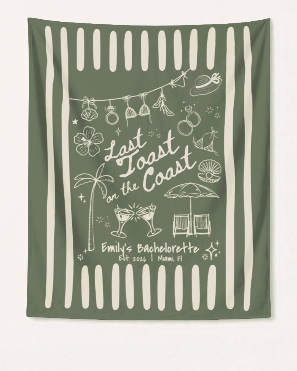 Last toast on the coast - Stripes Banner Moss