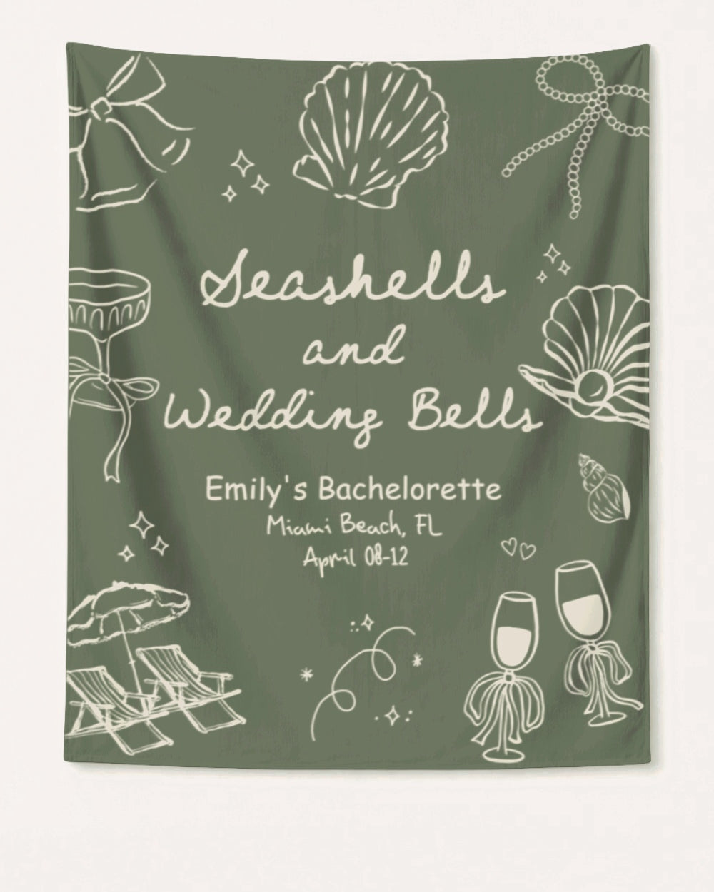 Seashells & Wedding Bells Banner Moss