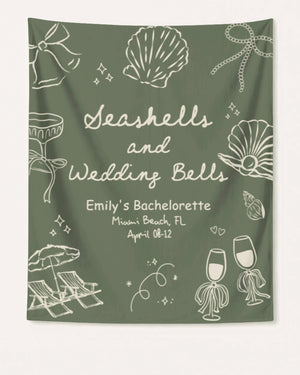 Seashells & Wedding Bells Banner Moss